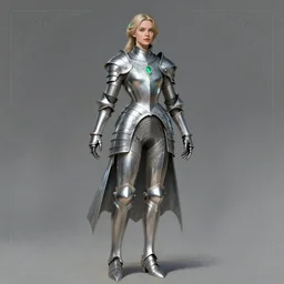 beautiful female dorothy gale, rebecca romijn as dorothy, full body character concept, covered in full silver armor, armor plating, art nouveau, beautiful glowing emeralds, super powers, fantasy, intricate, elegant, highly detailed, digital painting, artstation, concept art, shining, sharp focus, illustration, art by stanley lau