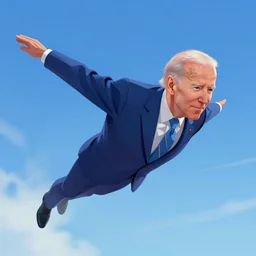 Joe Biden flying through the sky, art station