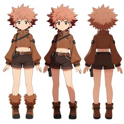 concept art for a cute brown my hero academia costume for females, detailed