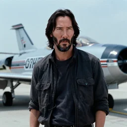 film still of Keanu Reeves as Maverick in Top Gun 1986