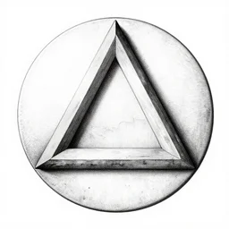 triangle inside circle, hyper realism, fine details, deviantart artstation, extremely detailed, black and white, very sharp, in the style of albrecht durer