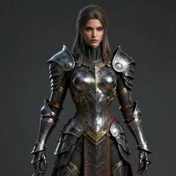 hyper realistic glorious ancient viking assassin girl in a obsidian metal armor, futuristic design, designed by makoto kobayashi and luca zampriolo, portrait, sexy style, wood and gold details, intricate, extremely detailed, ornate, deep of field, hard surface, exoskeleton, substance designer metal unreal engine. amazing likeness. very detailed, do the best you can!.