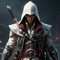 arno dorian from assassin's creed unity in the matrix world, wearing glasses, digital art, high detail,