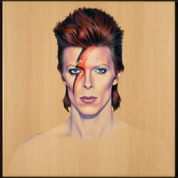 david bowie, pastel on wood