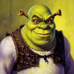 grinning one-eyed grimpunk vile reprobate portrait portrait Cyclops Cyclops Polyphemus shrek with tombow norman rockwell greg rutkowski frank frazetta alexandre briclot Dave Dorman splatterpaint