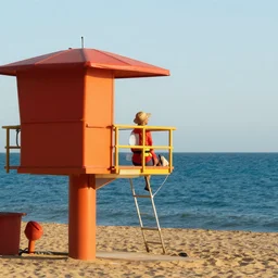 a life guard looking out over the water