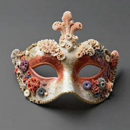 venetian bauta mask made out of corals. digital art, concept art, trending artstation