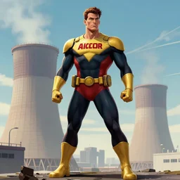 nuclear power themed superhero, by jack kirby