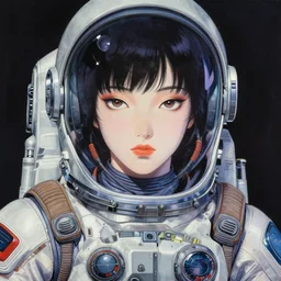 a beautiful ukiyo painting of lee ji - eun as vaporwave space pilot, wearing space techwear, detailed symmetrical close up portrait, intricate complexity, concept art, by takato yamamoto, wlop, james jean. cinematic dramatic atmosphere, sharp focus