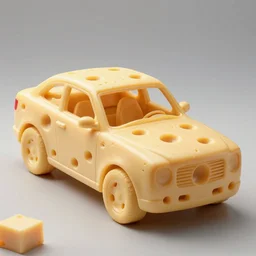 a car made of cheese, many holes, made of cheese blocks, smooth, sharp details, concept art by joao ruas, highly detailed, hyperrealistic, artgerm, WLOP