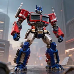 Optimus prime action fantasy scene digital art artstation raytracing reflections