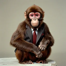 Monkey in a suit, vintage photo in 1980s