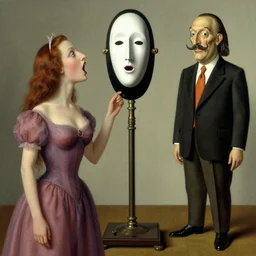 singing strange machine with a faceless mask by leonora carrington and rene magritte and salvadore dali