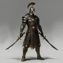 avionette soldier by beksinski, wearing ancient beaked ornament war helm, wielding dual scimitar, full body concept, by beksinski, ruan jia, dark soul concept art