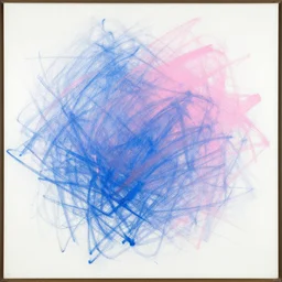 iteration 5 painting de kooning thin scribble on white canvas, blue and pink shift, martha jungwirth sketch, drawn by yves tanguy, oil on canvas, thick impasto