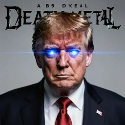 ( a death metal album cover ) ( ( of donald trump ) with laser eyes ) ( trending on artstation )