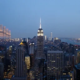 cityscape, tiny lights in the distance, new york, evening light, skyscrapers