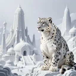 a snow leopard discovering the lost city of atlantis, artstation, by Sakimichan, intricate, elegant, highly detailed, digital painting, smooth, sharp focus