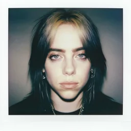 billie eilish, black hair growing out of eyes, old polaroid film photo, ultrarealistic, talented, perfect anatomy