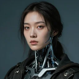 a close - up portrait of a cyberpunk cyborg girl, by titian, rule of thirds