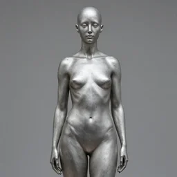 bald silver woman statue, john howe, greg rutkowski