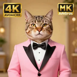 portrait of a tabby in the style of the movie Zootopia wearing a pink tuxedo, 4k, digital art, award winning n 4