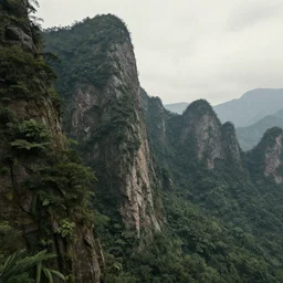 a side of a very tall mountains covered in foliage , James, atmospheric, featured on artstation, ultra detailed