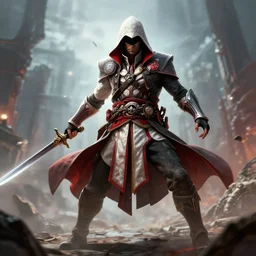bloodborne mixed with assassins creed outfit as an apex legends character digital illustration portrait design by, wayne barlowe detailed, gorgeous lighting, wide angle action dynamic portrait octane render
