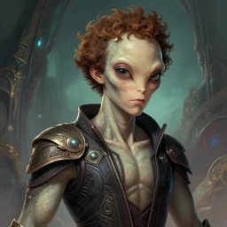 An alien looking like mark zuckerberg, fantasy art, in the style of artgerm, illustration, epic, fantasy, intricate, hyper detailed, artstation, concept art, smooth, sharp focus, ray tracing, vibrant, artgerm, award winning art
