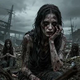 hell with people suffering, landscape, horror core, apocalyptic, feeling of grimdark, sharp focus, fiction, hyper detailed, digital art, trending in artstation, cinematic lighting, studio quality, smooth render, unreal engine 5 rendered, octane rendered, art style and nixeu and wlop and krenz cushart