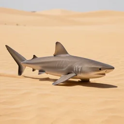 quadrupedal shark, walking in a desert