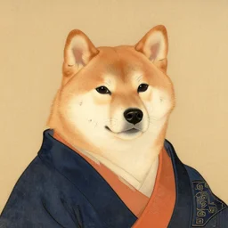 portrait of shiba inu dog as japanese emperor, japanese painting 1 4 0 0