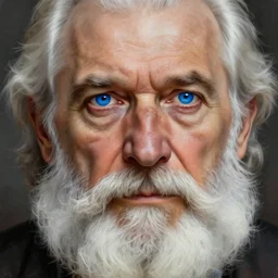 Old man, vivid! blue eyes, bushy white beard, digital painting, lots of details, extremely detailed, 4k, intricate, brush strokes, Mark Arian, Artgerm, Bastien Lecouffe-Deharme