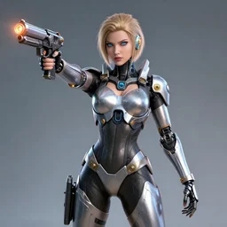 lady cyborg with guns