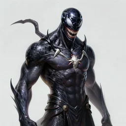 a portrait of sinister venom, D&D, sci-fi, elegant, hopeful, muscular, highly detailed, digital painting, artstation, concept art, smooth, sharp focus, illustration