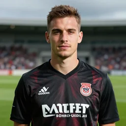 official portrait photograph of a soccer player named glorp doop that looks like a serial killer