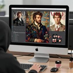 computer programmer, software engineer, hacker, apple imac monitor, apple imac monitor, apple imac monitor, vogue women's fashion beauty celebrity magazine, chanel makeup, ilya kuvshinov, john singer sargent, digital art illustration, impressionist oil painting, trending on artstation, intricate