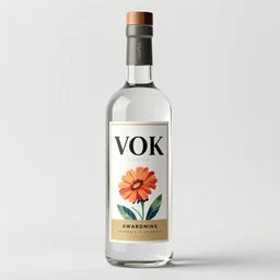 vok vodka bottle, award winning label design, label design, bottle design, spirits category, behance trending, pinterest, floral illustration, liqueur, octane render, 8 k,