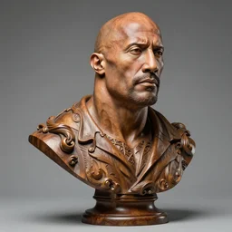 high intricate bust of dwayne johnson carved from wood in baroque style, studio light, maria panfilova, andrea savchenko, mike kime, ludovic plouffe, qi sheng luo, oliver cook, trending on artstation