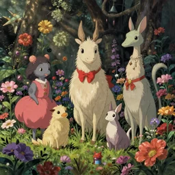 studio ghibli, surreal hybrid animals, nostalgia for a fairytale, magic realism, flowerpunk, mysterious vivid colors by andy kehoe and amanda clarke en un mundo de Gediminas Pranckevicius