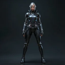 biomechanical cyberpunk female hacker, infinite detail, full shot, smooth, sharp focus, illustration, rembrandt lighting, dark mood, mysterious, concept art, unreal engine 5, 8 k, art by roger dean