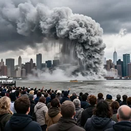 millions of people watching an tsunami in new york
