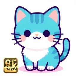 cute japanese vector art of a cyan and magenta tabby cat, trending on artstation, 8 k, 4 k