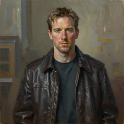 An oil painting of gordon freeman, still image