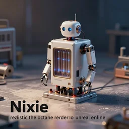 “Nixie tube robot, realistic, octane render, unreal engine”