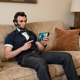 abraham lincoln playing fortnite on his couch