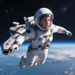 a space woman pilot flying a starship in outer space, award winning, trending on artstation, unreal engine