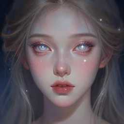 ethereal goddess with stars in her eyes, detailed digital painting trending in artstation