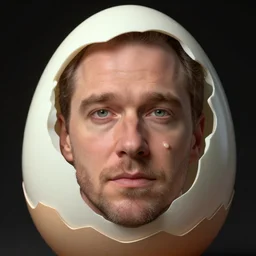 edward norton face inside a boiled egg shell, hyper detailed, digital art, trending in artstation, cinematic lighting, studio quality, smooth render, art by greg rutkowski and artgerm