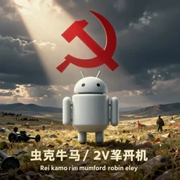 a wwii soviet propaganda poster advertising an android smartphone by rei kamoi and dan mumford and robin eley, communist hammer and sickle